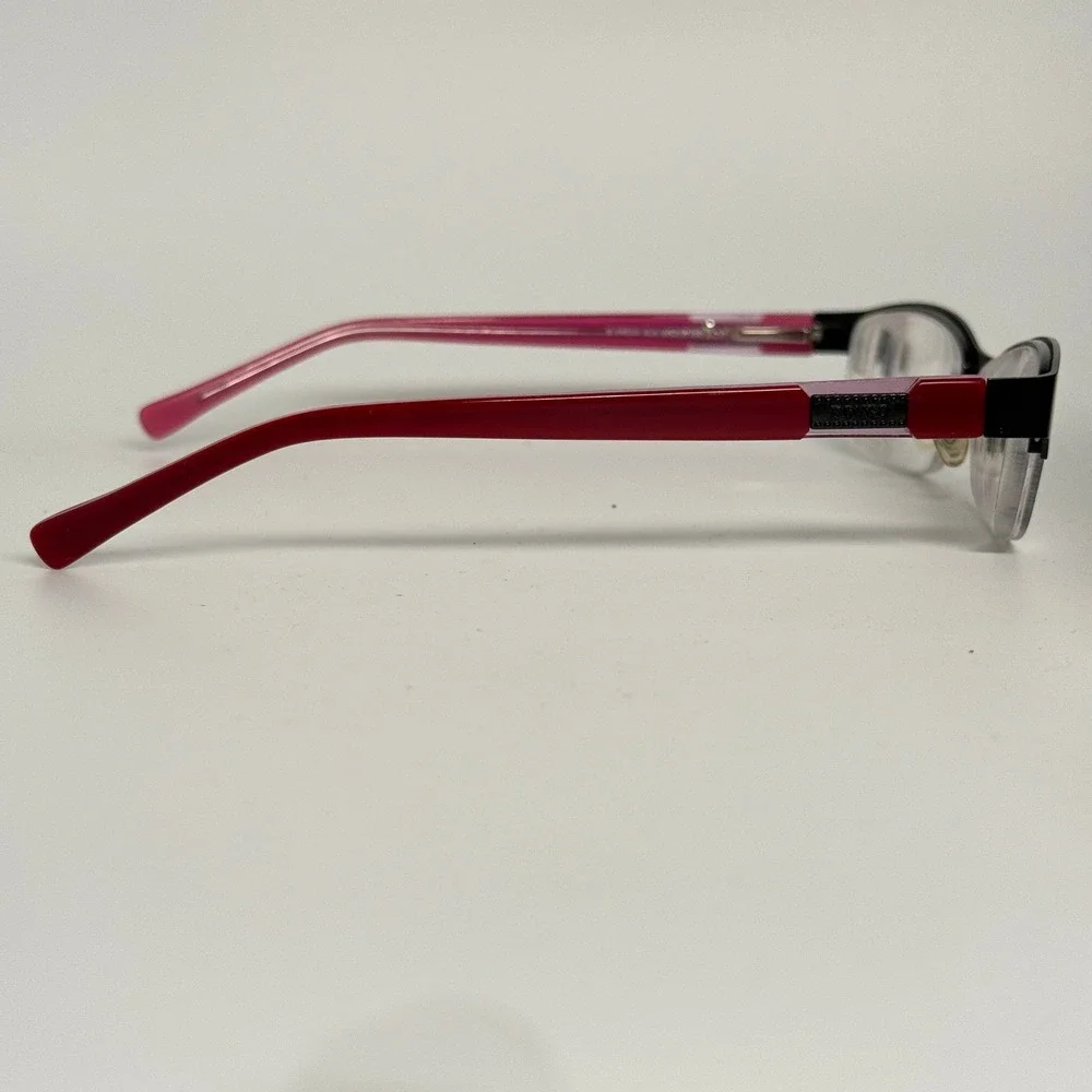 Bongo B Fresh BLK Eyeglasses Black Pink Semi Rimless Rectangular Frame 50-17-135